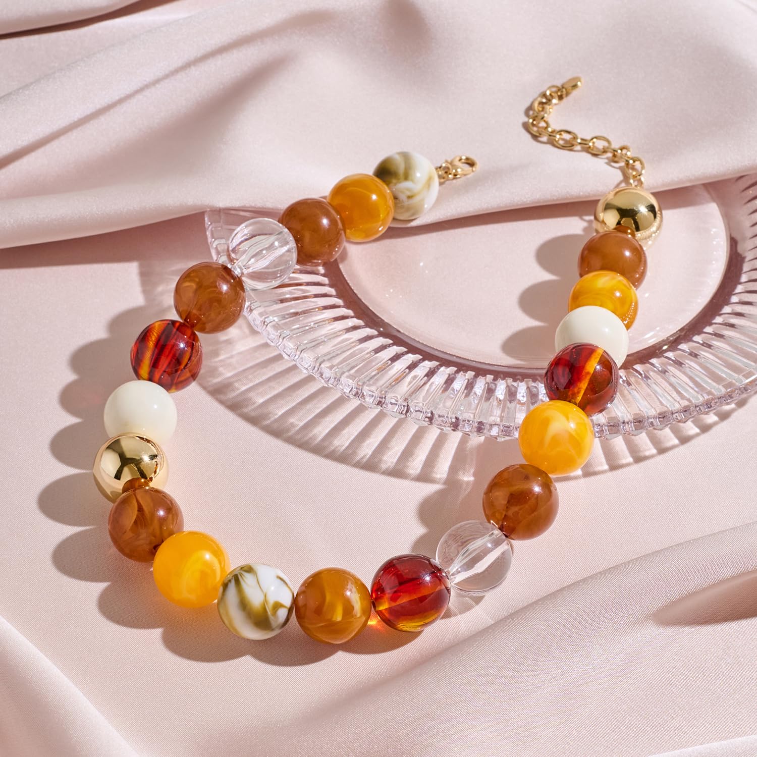 LILIE&WHITE Colorful Chunky Bead Necklaces For Women Trendy Boho Collar Statement Necklace Choker Summer Beach Jewelry Birthday Gift For Her