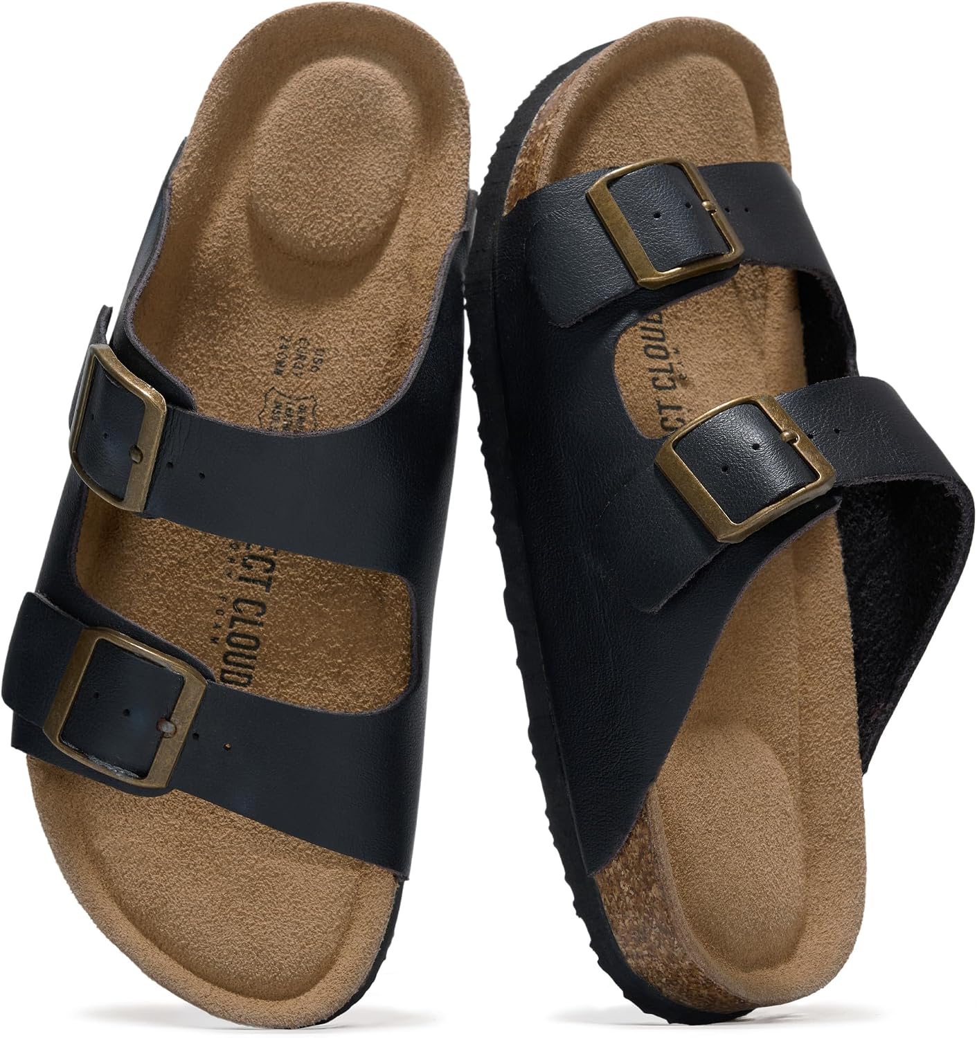 Project Cloud 100% Genuine Leather Flat Sandals For Women 2026 Cork Footbed Womens Sandals with Memory Foam and arch support Vacation Essentials Slides for Women Footwear (Venita)