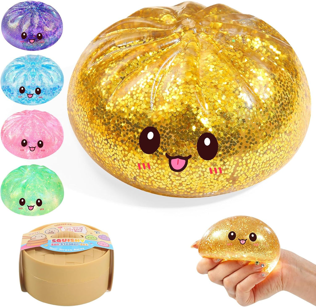 Sugar Dumpling Squishy,Viral Bao Bun Squishy Dumling Mystery Box,Stress Relief Fidget Squeeze Toy for Holiday & Birthday Gifts (Pink)