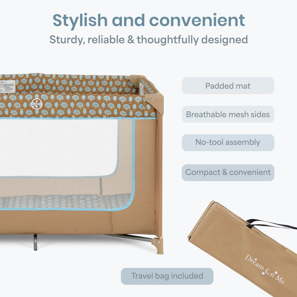 Dream On Me Zodiak Baby Playard, Breathable Mesh Sides, Soft Comfortable Mattress, Quick & Easy to Fold with Travel Carry Bag, Compact Space Saving Design - Cool Grey