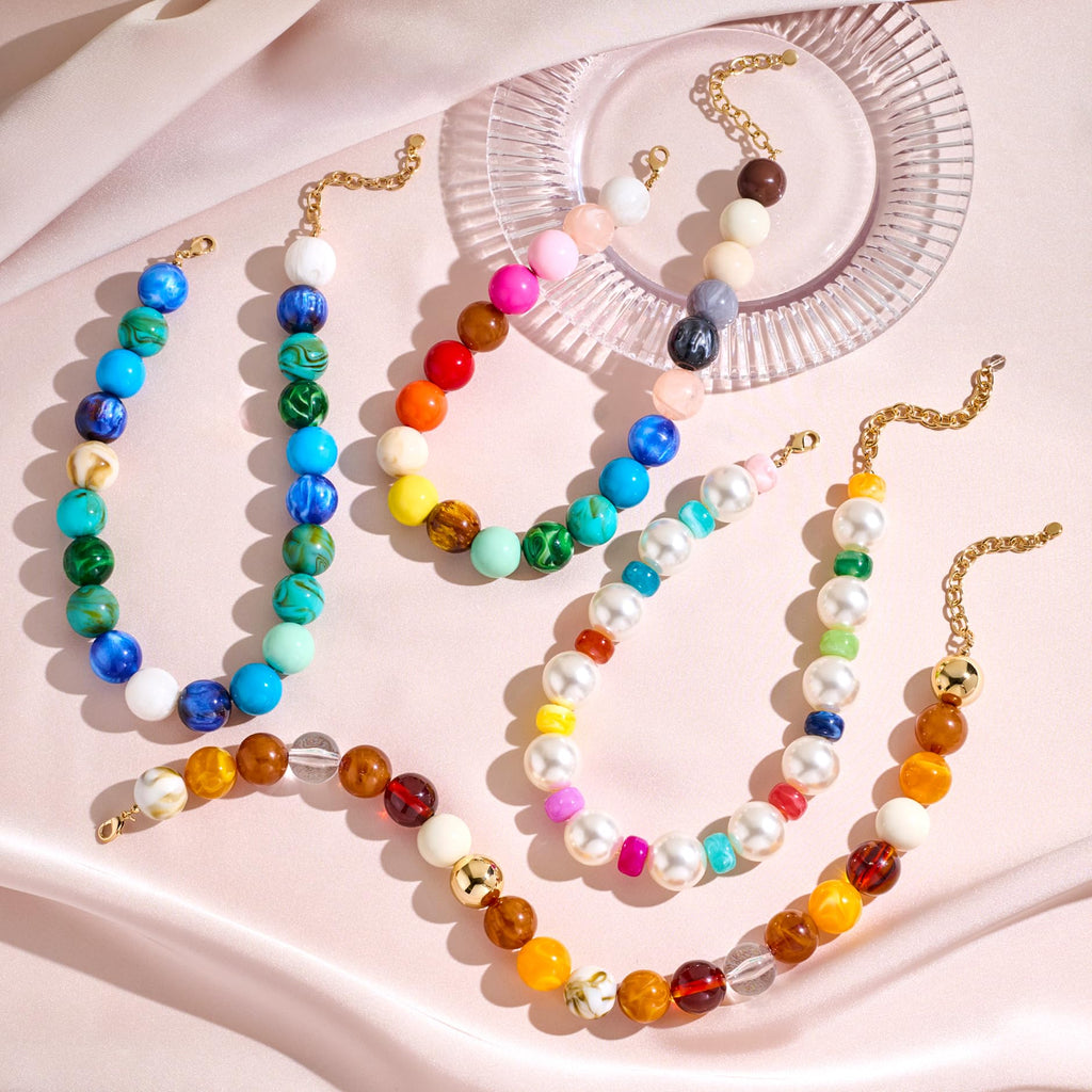LILIE&WHITE Colorful Chunky Bead Necklaces For Women Trendy Boho Collar Statement Necklace Choker Summer Beach Jewelry Birthday Gift For Her