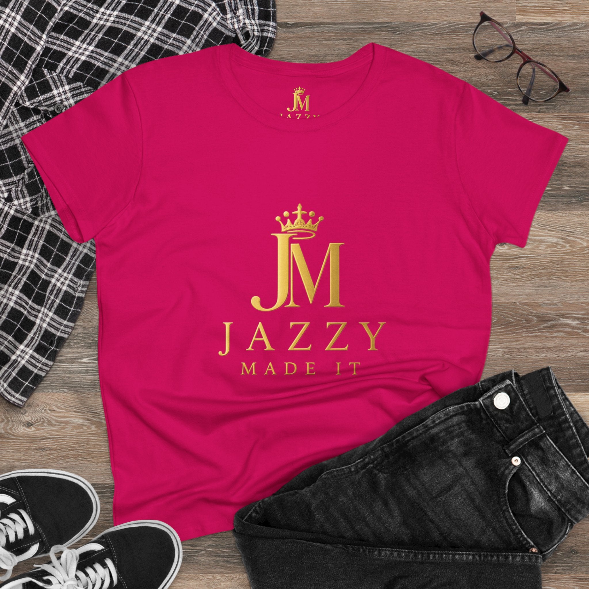 Women's Tee - "Jazzy Made It" Gold Crown Logo