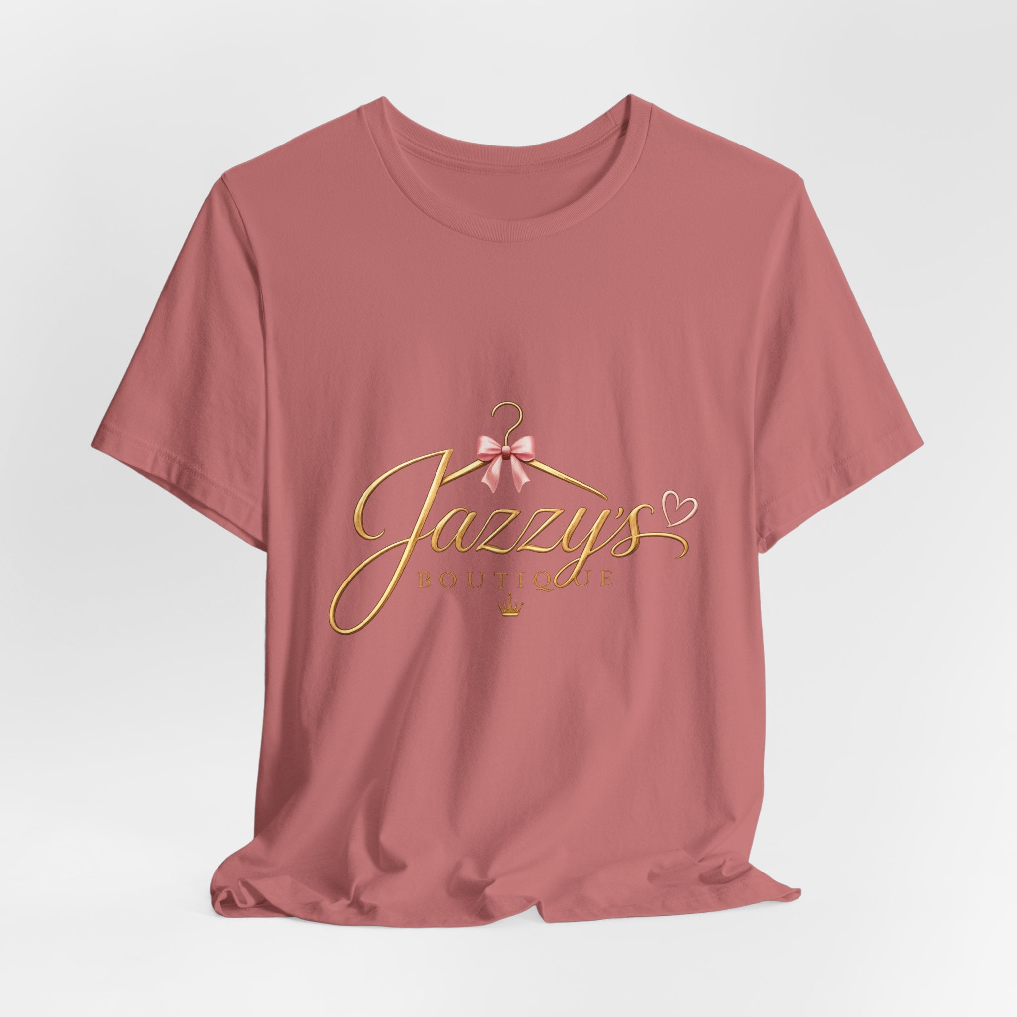 Boutique Logo Tee - "Jazzy's Boutique" Gold Script Women's Fashion T-Shirt