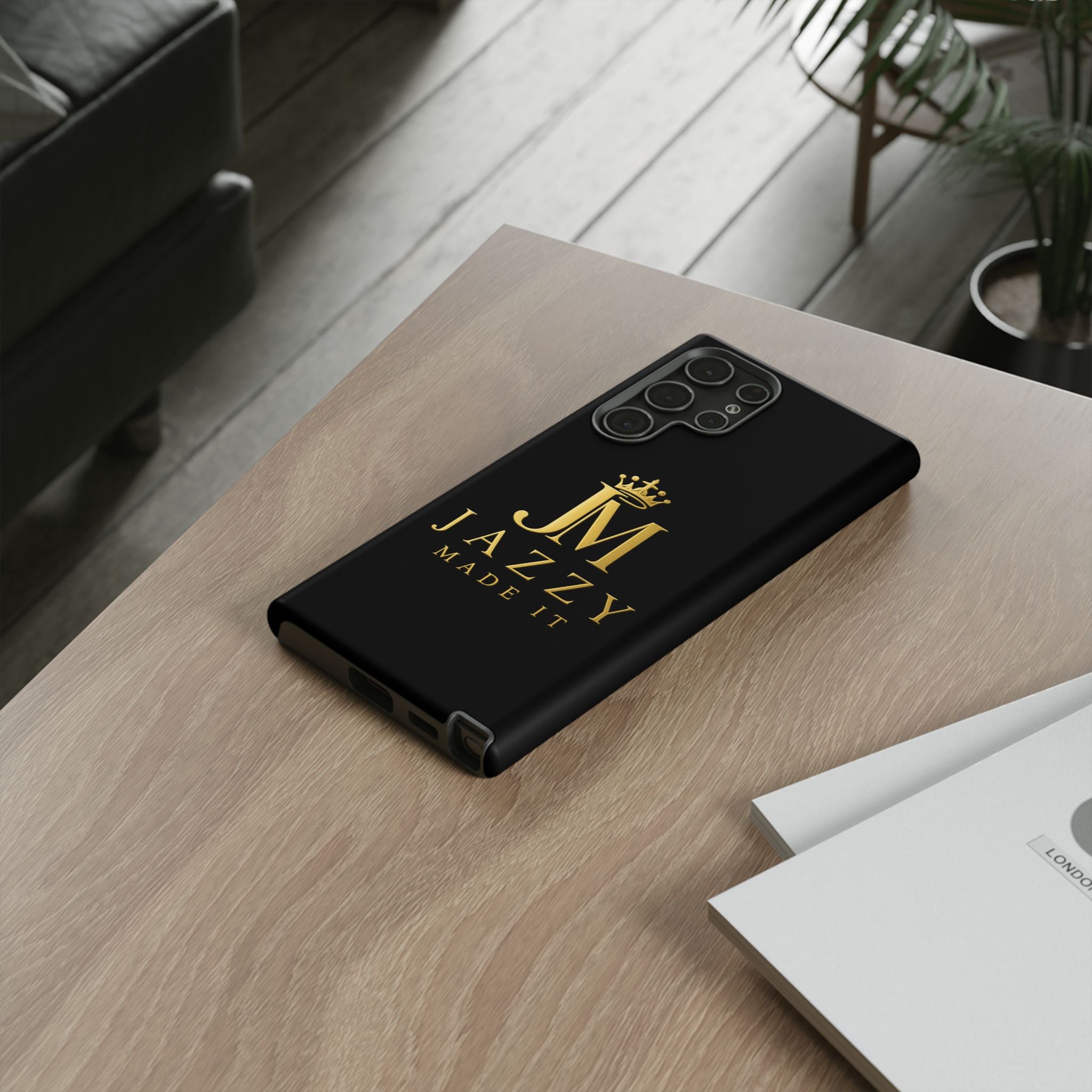 Phone Case — "Jazzy Made It" Black & Gold Tough Case