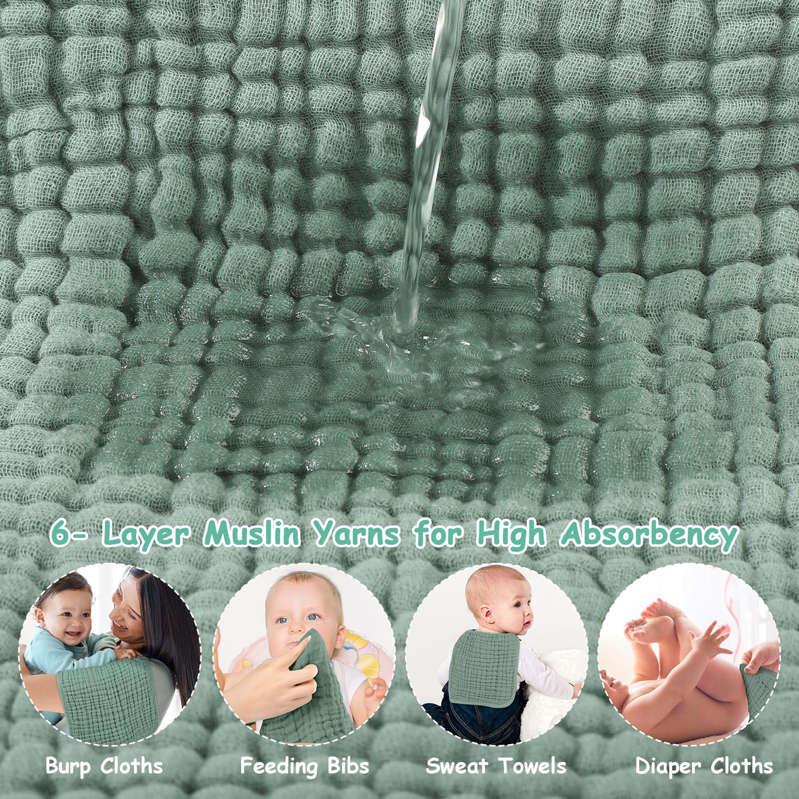 Looxii Muslin Burp Cloths Baby Girl 6 Pack - 20" x 10" - Ultra Soft & Absorbent, 6-Layer 100% Cotton for Spit Up & Drool- Gentle Baby Burping Cloth, Newborn Essentials Shower Gift Girl, Gradient Pink