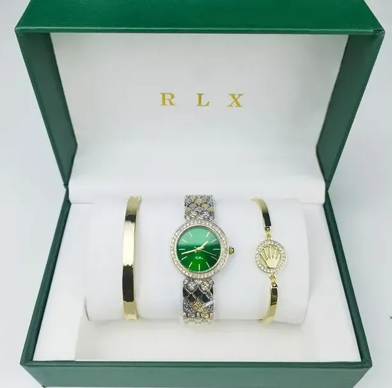 3Pcs Set Watch Luxury Designer High Quality Women Pink Dial Hollow Strap Fashion Gold Bracelet Quartz Wristwatch Student Ladies Watches Reloj Mujer with Box A3269