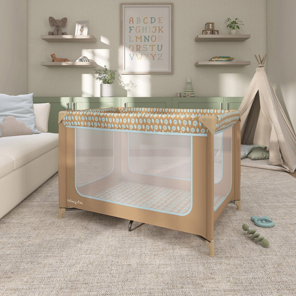 Dream On Me Zodiak Baby Playard, Breathable Mesh Sides, Soft Comfortable Mattress, Quick & Easy to Fold with Travel Carry Bag, Compact Space Saving Design - Cool Grey