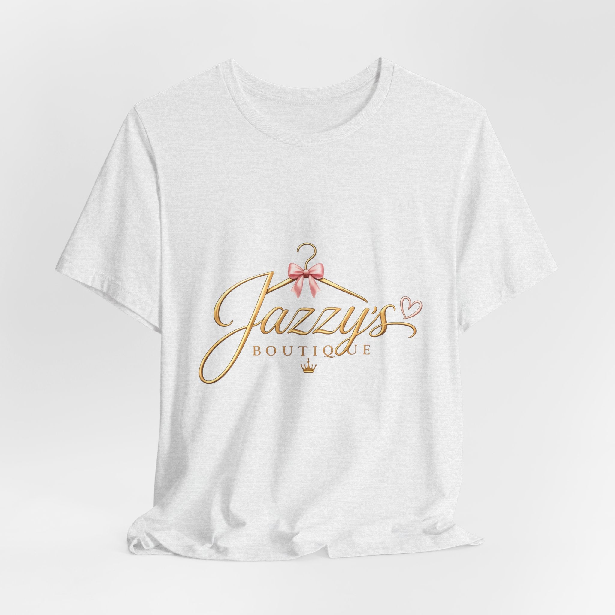 Boutique Logo Tee - "Jazzy's Boutique" Gold Script Women's Fashion T-Shirt