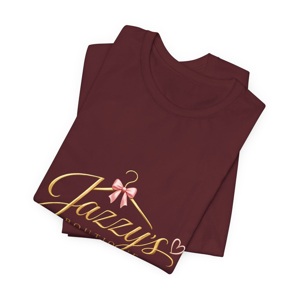 Boutique Logo Tee - "Jazzy's Boutique" Gold Script Women's Fashion T-Shirt
