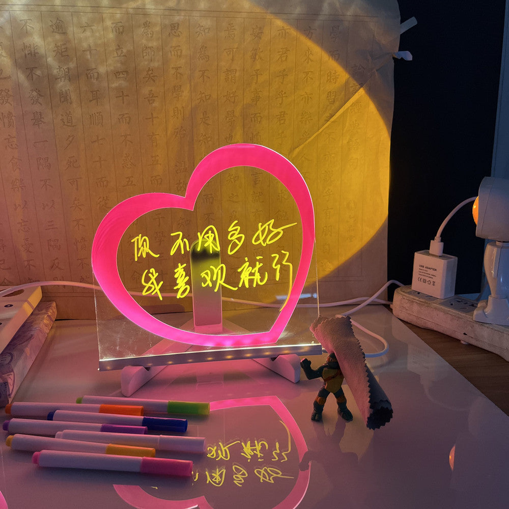 Children's Transparent Luminous Large Writing Board Household Erasable Small Whiteboard Acrylic Stand Message Board Cartoon with Light