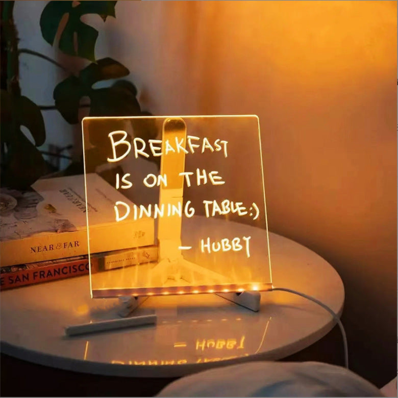 Children's Transparent Luminous Large Writing Board Household Erasable Small Whiteboard Acrylic Stand Message Board Cartoon with Light