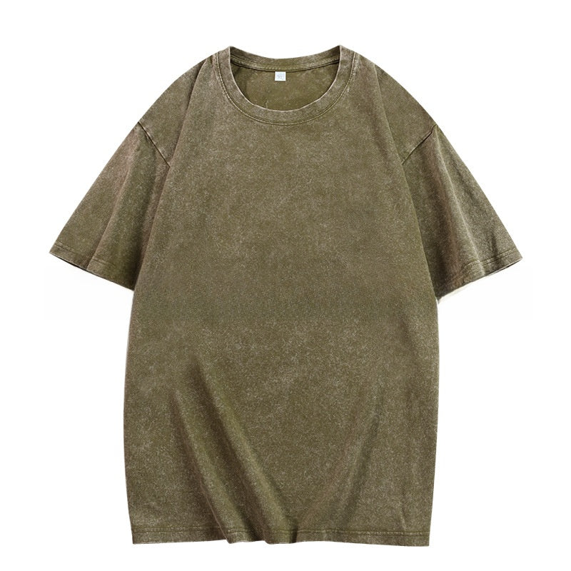 Pure Cotton Washed Distressed Loose T-Shirt