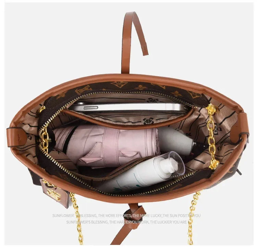 2026 New Design Premium Versatile Shoulder Bag Retro Large Capacity Commuter Tote Handbag Crossbody Bag Free Shipping Brown Yell
