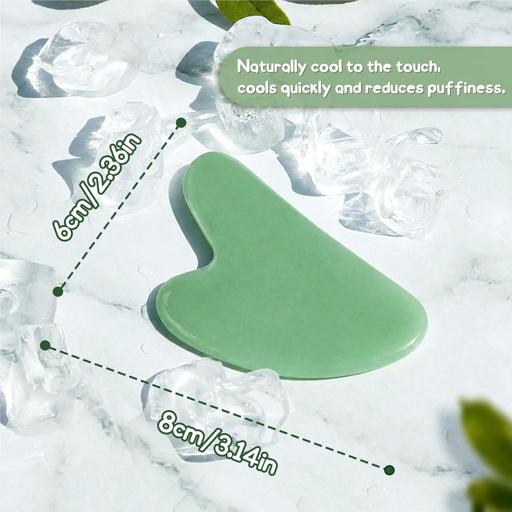 Gua Sha Facial Tool - Jade Stone Massager for Spa Acupuncture Therapy - Heart Shape Guasha for Face