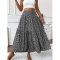 Floral Print High Waist A-line Skirt