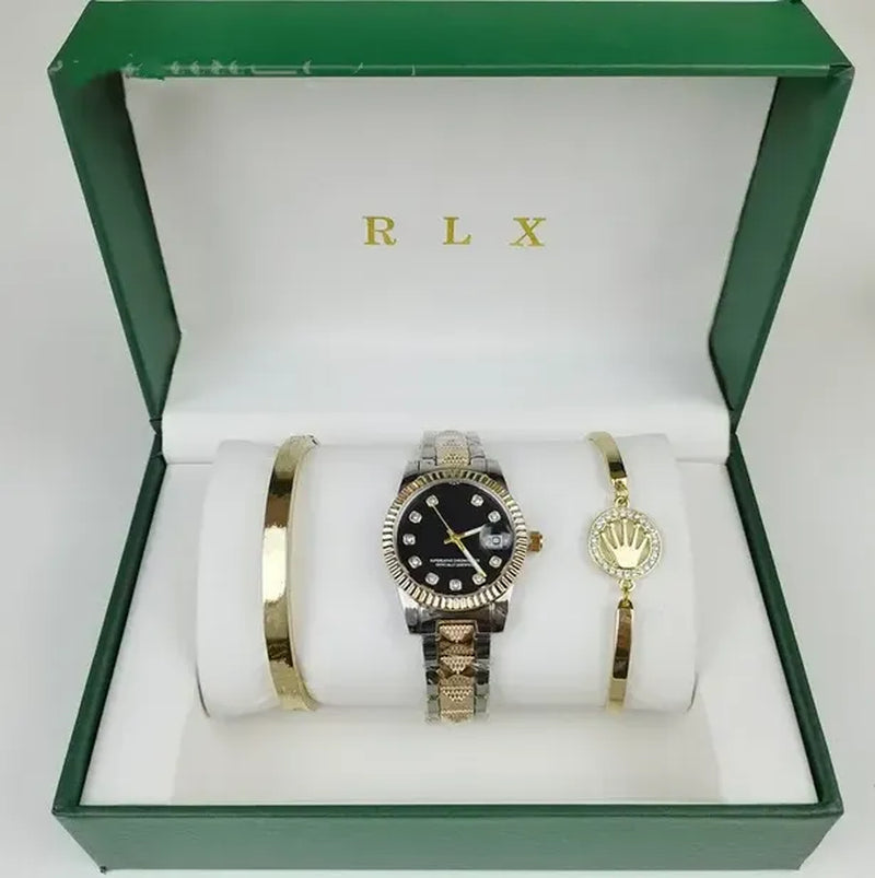 3Pcs Set Watch Luxury Designer High Quality Women Pink Dial Hollow Strap Fashion Gold Bracelet Quartz Wristwatch Student Ladies Watches Reloj Mujer with Box A3269