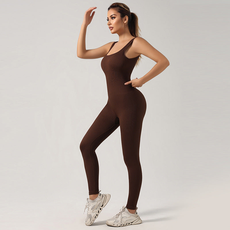Seamless Yoga Jumpsuit with Chest Pads