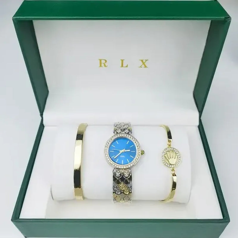 3Pcs Set Watch Luxury Designer High Quality Women Pink Dial Hollow Strap Fashion Gold Bracelet Quartz Wristwatch Student Ladies Watches Reloj Mujer with Box A3269