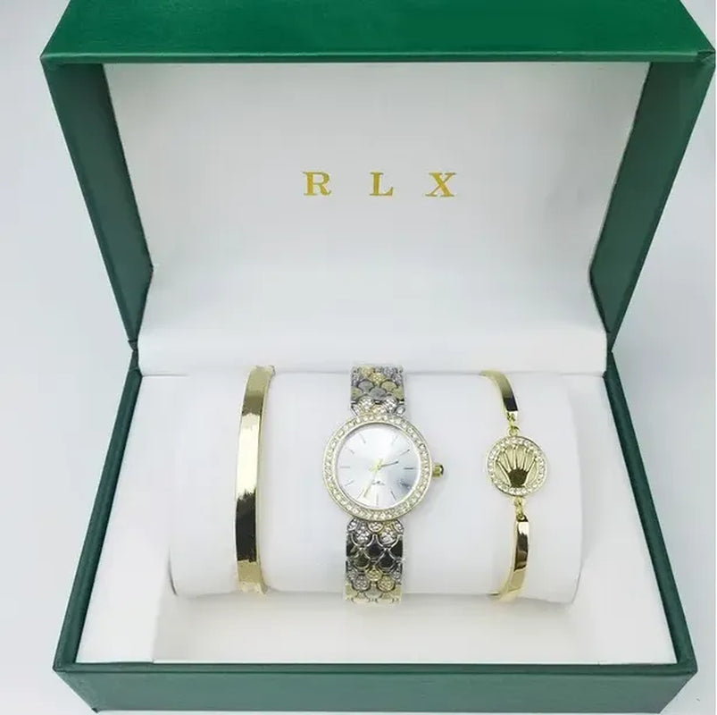 3Pcs Set Watch Luxury Designer High Quality Women Pink Dial Hollow Strap Fashion Gold Bracelet Quartz Wristwatch Student Ladies Watches Reloj Mujer with Box A3269